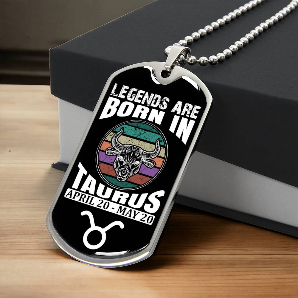 Taurus Legend Personalized Dog Tag Necklace - Army Tag Necklace, Dog Tag