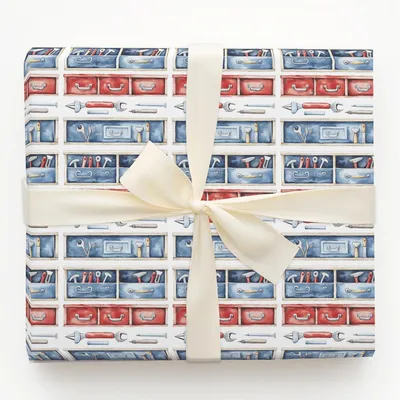 Full Throttle Toolbox - Gift Wrap for Christmas, Holidays Wrapping Paper, Christmas Wrapping Paper