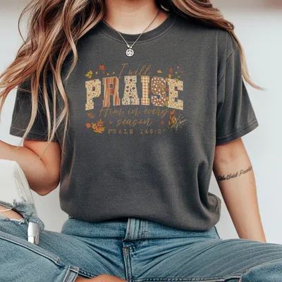 Fall Christian T-Shirt Floral Thanksgiving Gifts Bible Verse T-Shirt Faith Based Autumn T-Shirt Boho Praise Religious