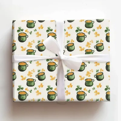 Pot O' Gold - Gift Wrap for Christmas, Holidays Wrapping Paper, Christmas Wrapping Paper