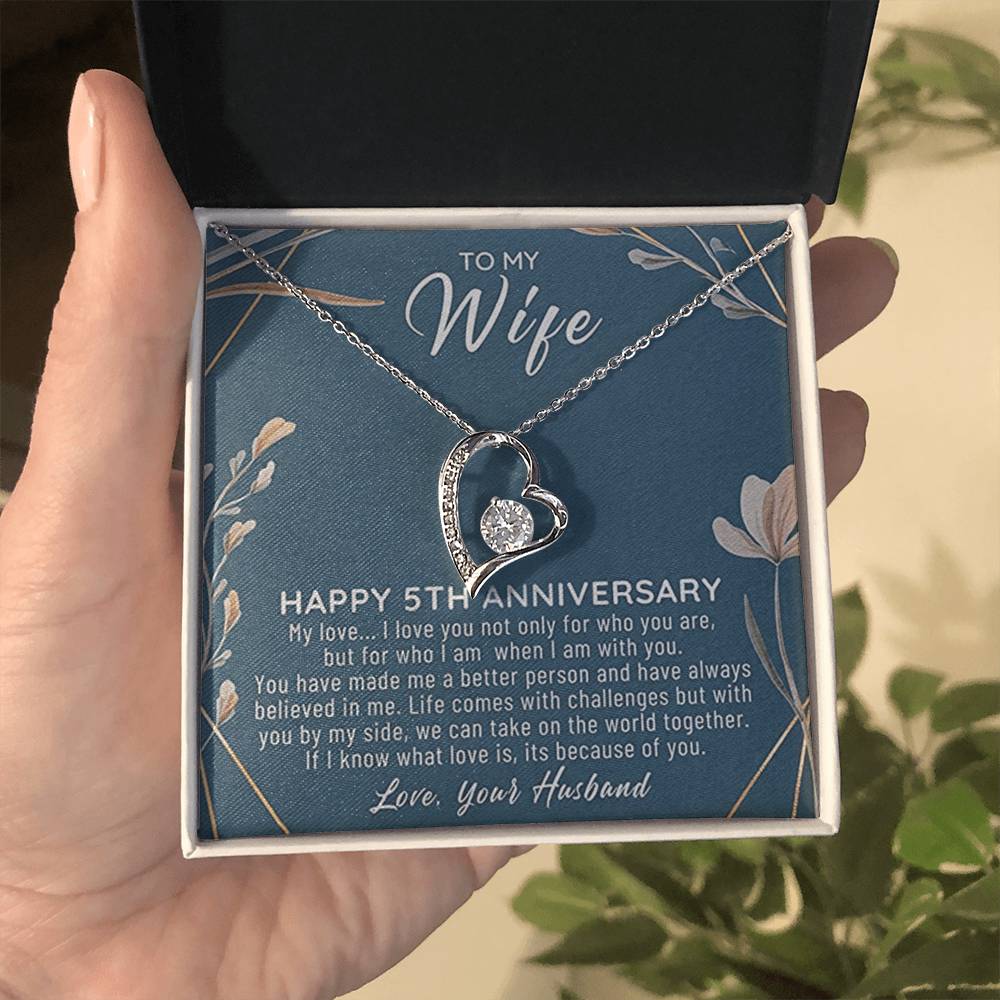 5Th Wedding Anniversary Wife Gift Forever Love Necklace