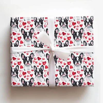 Boston Terrier Valentine - Gift Wrap for Christmas, Holidays Wrapping Paper, Christmas Wrapping Paper