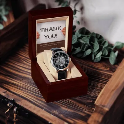 Men's Openwork Watch & Groomsman Thank You Card.