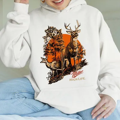 Miller High Life Graphic Hoodie Unisex Deer Hunting Hoodie For Men And Women Casual  Top Perfect For Outdoor