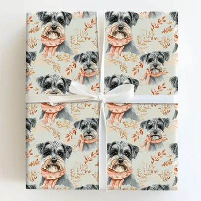 Bundle Up with the Schnauzer - Gift Wrap for Christmas, Holidays Wrapping Paper, Christmas Wrapping Paper