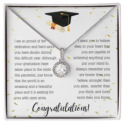 Congratulations I Am So Proud Of You Birthstone Necklace, Graduation Gift, Graduation Necklace, Graduation Gift For Her, To My Daughter, Gifts For Daughter Birthday, Christmas, Daughter Love Knot Necklace