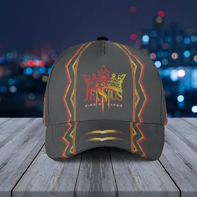 Red And Yellow Jesus Is King Of Kings Baseball Cap - Gift For God Lover Baseball Cap