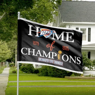Oklahoma City Thunder Horizontal Flag, Home Of Champions, Nba Trophy Decor, Basketball Yard Banner, Black Game Day Gift Horizontal House Flag