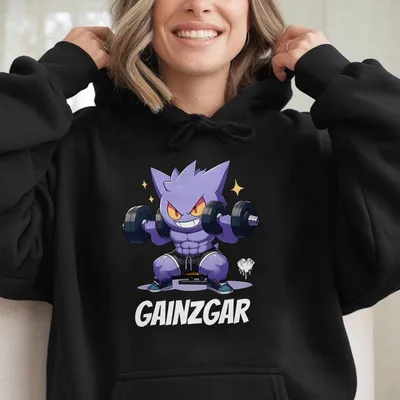 Gainzgar Vintage Hoodie, Gengar Hoodie, Pokemon Hoodie, Anime Hoodie, Animation Graphic Hoodie, Gym Hoodie, Unisex Hoodie,Casual Tropical
