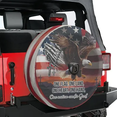 Us Patriotic Tire Cover Eagle Design, Backup Camera Hole, Cars Spare Tire Cover Spare Tire Cover