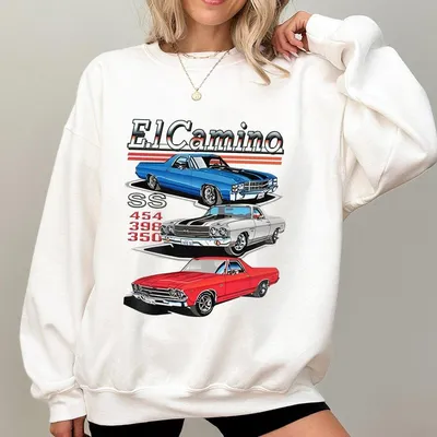 El Camino Classic Car Graphic Sweatshirt Gift For Him Her Casual Cotton Sweatshirt For Men For Women