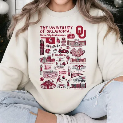 Ncaa The University Of Oklahoma Artwork Sweatshirt Oklahoma Sooners Campus Legacy Sweatshirt College Spirit Apparel For Game Day