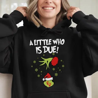 A Little Who Is Due Christmas Maternity Hoodie, Pregnancy Announcement Hoodie, Mom To Be Gift