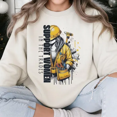 Blue Collar Sweatshirt, Support Women In The Trades Graphic, Empowering, Strong, Hardworking, Perfect For Women In Trades