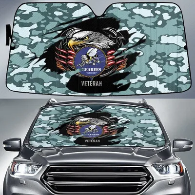 Bald Eagle American Flag Mint Green Camo Cow Pattern Printed Car Sun Shades Cover Auto Windshield PrintSyde
