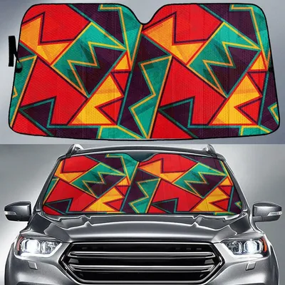 Colorful Hot Blocks Geometric Pattern All Over Print Car Sun Shades Cover Auto Windshield PrintSyde