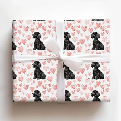 Black Poodle Valentine - Gift Wrap for Christmas, Holidays Wrapping Paper, Christmas Wrapping Paper