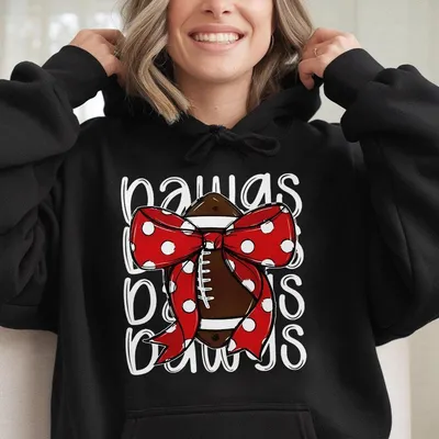 Game Day Dawgs Hoodie Cute Football Bow Hoodie Georgia Bulldogs Fan Gameday Coquette Hoodie Women Bulldog Spirit Top