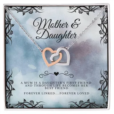 Mother & Daughter - Gift To Daughter - Interlocked Hearts Pendant Interlocking Hearts Necklace