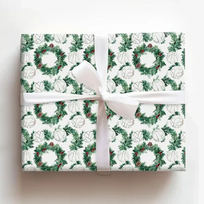 Spin Holly Serve - Gift Wrap for Christmas, Holidays Wrapping Paper, Christmas Wrapping Paper