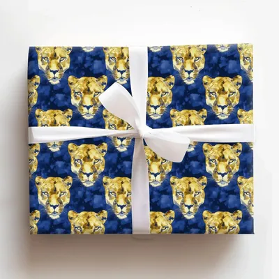Golden Blues - Gift Wrap for Christmas, Holidays Wrapping Paper, Christmas Wrapping Paper