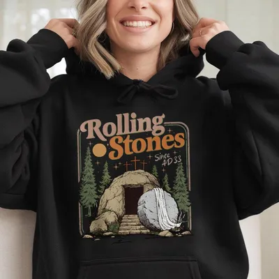 Rolling Stones Hoodie,He Is Risen Christian Hoodie,Christian Graphic Jesus Hoodie,Unique Gift,Womens Jesus Hoodie,Men'S Oversized