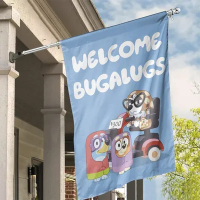Bluey Welcome Bugalugs Garden & House Flag Vertical House Flag