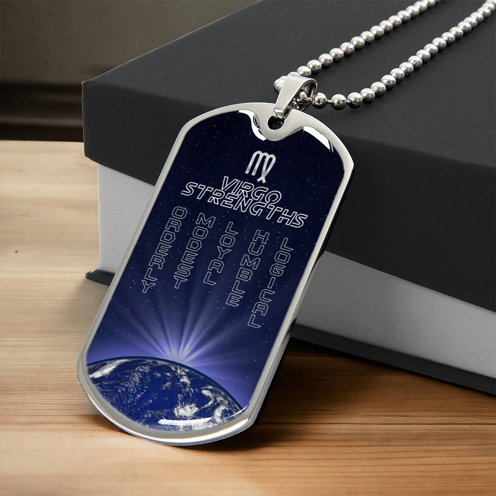 Virgo Ball Chain Dog Tag Necklace - Army Tag Necklace, Dog Tag