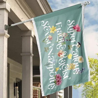Floral Social Justice Protest Teal Horizontal House Flag Horizontal House Flag