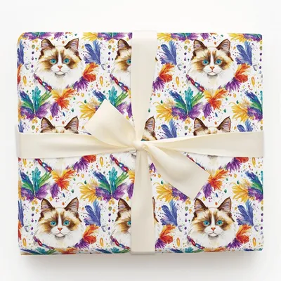 Mardi Gras Ragdoll - Gift Wrap for Christmas, Holidays Wrapping Paper, Christmas Wrapping Paper