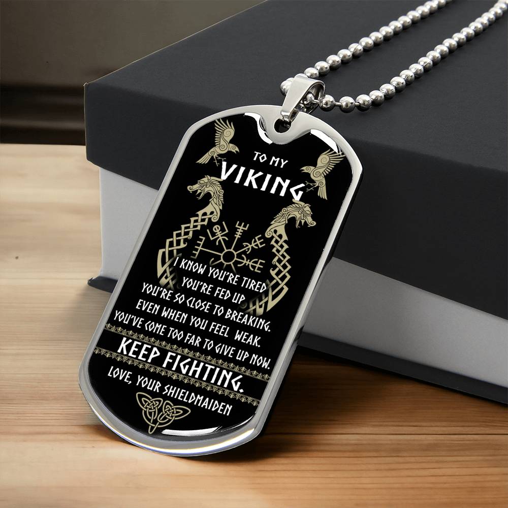 To My Viking Necklace, Viking Dog Tag Pendant, Viking Gift For Man, Gift For Husband - Army Tag Necklace, Dog Tag