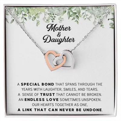 Linked Hearts Necklace For Mother Daughter Gift Minimalist Jewelry Gift For Daughter Mothers Day Sentimental Jewelry Gift For Mom Interlocking Hearts Necklace