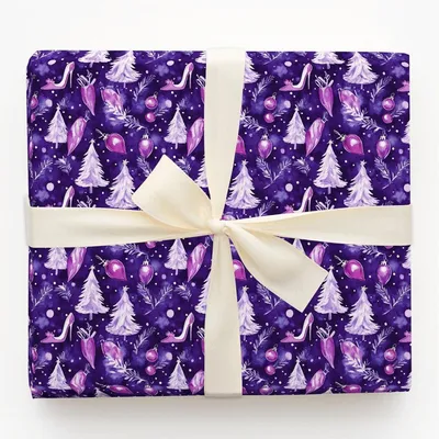 Plum Sparkle - Gift Wrap for Christmas, Holidays Wrapping Paper, Christmas Wrapping Paper