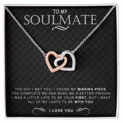 To My Soulmate Necklace Necklace For Soulmate Interlocking Hearts Necklace