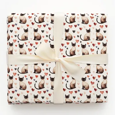 Siamese Valentine - Gift Wrap for Christmas, Holidays Wrapping Paper, Christmas Wrapping Paper