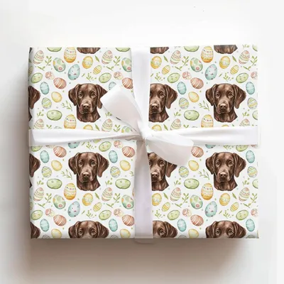 Easter Eggs with the Chocolate Lab - Gift Wrap for Christmas, Holidays Wrapping Paper, Christmas Wrapping Paper