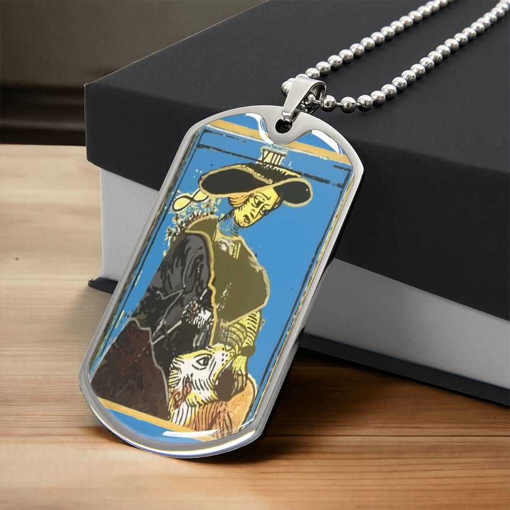 Strength Tarot Pendant Necklace - Army Tag Necklace, Dog Tag