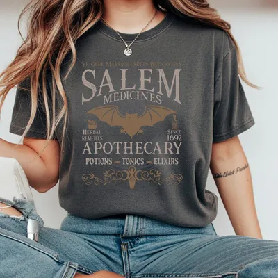 Salem Apothecary Halloween T-Shirt Retro Halloween T-Shirt Salem Witches T-Shirt Salem Halloween T-Shirt Hallow