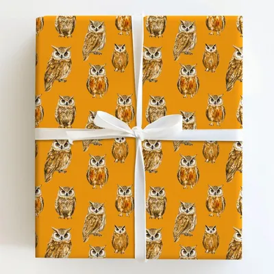 Hoot Orange - Gift Wrap for Christmas, Holidays Wrapping Paper, Christmas Wrapping Paper