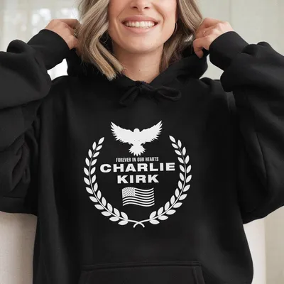 Freedom Charlie Kirk Forever In Our Hearts Eagle Wreath Memorial Hoodie, Charlie Kirk Shot And Killed At Utah College Event, Republican Hoodie, American Patriot Hoodie