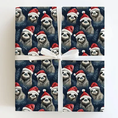 Sloth Spirits Bright - Gift Wrap for Christmas, Holidays Wrapping Paper, Christmas Wrapping Paper