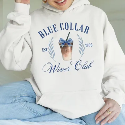 Blue Collar Wives Club Hoodie Hoodie Blue Collar Wives Girlfriends Hoodie Spoiled Wife Hoodie Collar Wife Hoodie Blue Color