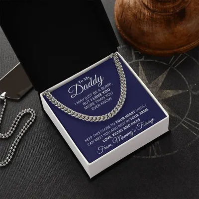 Daddy To Be From Baby Bump Cuban Link Chain Daddy To Be Necklace Gift First Time Dad Gift New Dad Gift