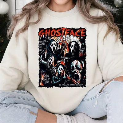 Vintage Ghostface Sweatshirt 90s Scary Movie Sweatshirt Retro Halloween Scream Sweatshirt Vintage Scary Movie Character Sweatshirt