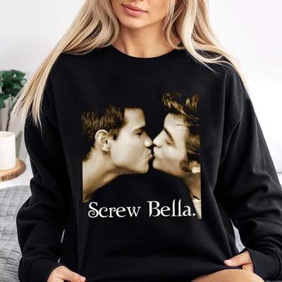 Movie Series Twilight Jacob Black And Edward Cullen Bella Funny Meme Sweatshirt Men Women Casual Cotton Sweatshirt