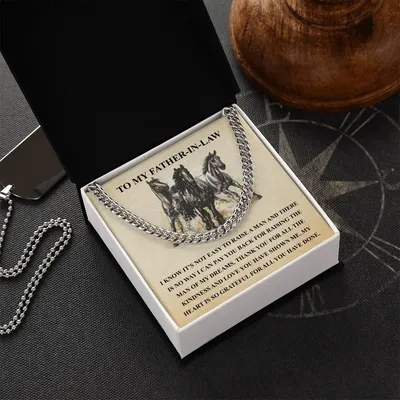 Father In Law Gift From Daughter In Law Fathers Day Gift For Father In Law Christmas Gift For Father In Law Horse Love Cuban Link Chain