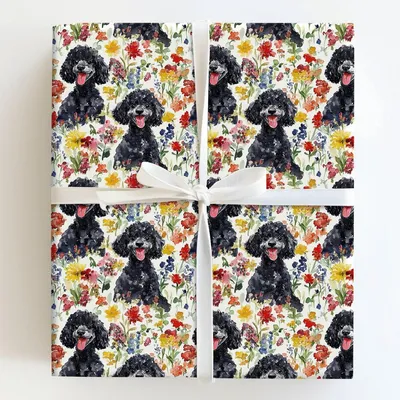 Garden with the Black Poodle - Gift Wrap for Christmas, Holidays Wrapping Paper, Christmas Wrapping Paper
