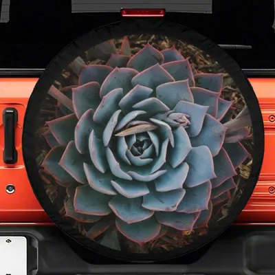 Succulent Plant Spare Tire Cover, Full Color Print, Waterproof Vinyl, Universal Fit For Truck , Backup Camera Hole Option, Durable Design Spare Tire Cover