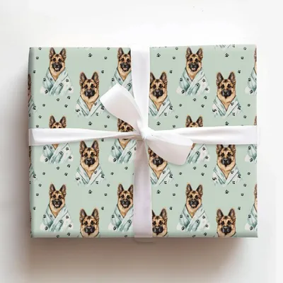 Spa Day with the German Shepherds - Gift Wrap for Christmas, Holidays Wrapping Paper, Christmas Wrapping Paper