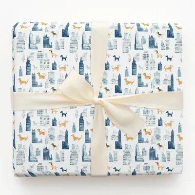 City with the Dachshund - Gift Wrap for Christmas, Holidays Wrapping Paper, Christmas Wrapping Paper